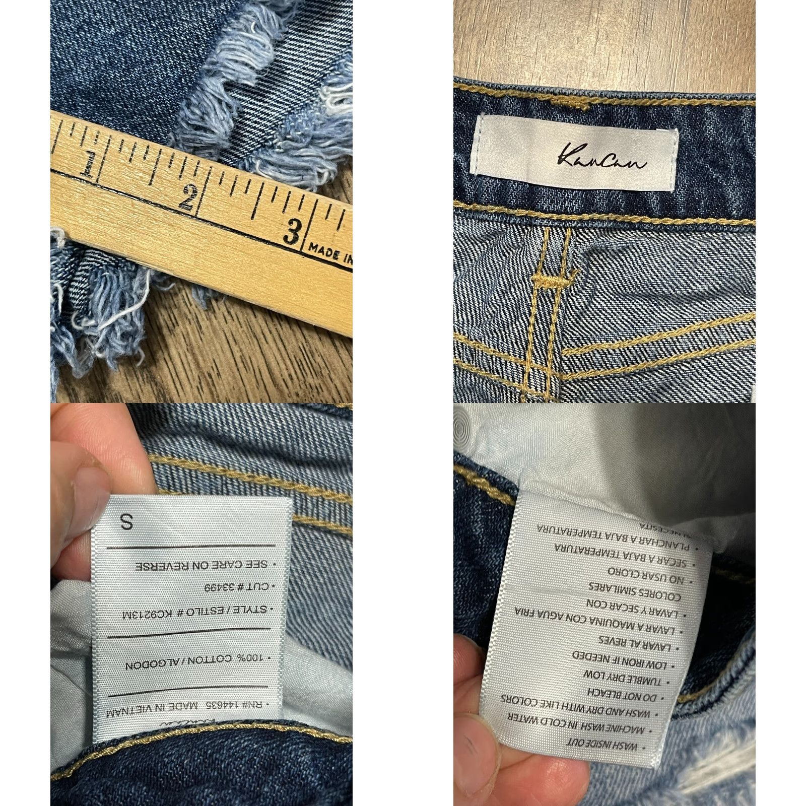 Vintage KanCan Shorts Women S Blue Denim Frayed Hem Button Fly Casual Modern 2.0 in. Inseam Regular Size 28" / US 6 / IT 42 - 8 Thumbnail