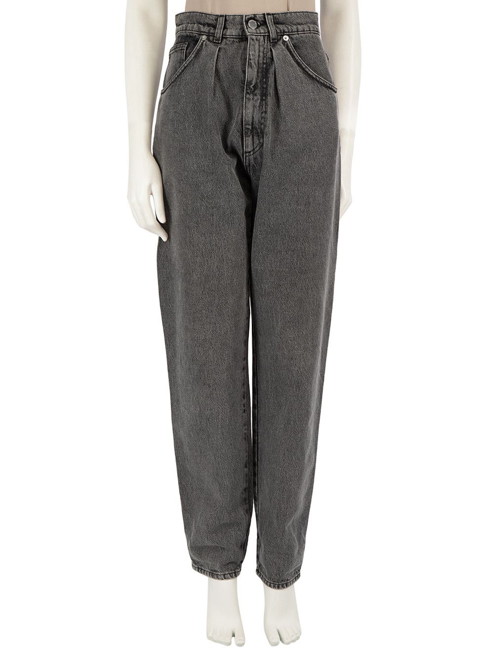 image of Alberta Ferretti Grey Denim Tapered Jeans in Black, Women's (Size 26)
