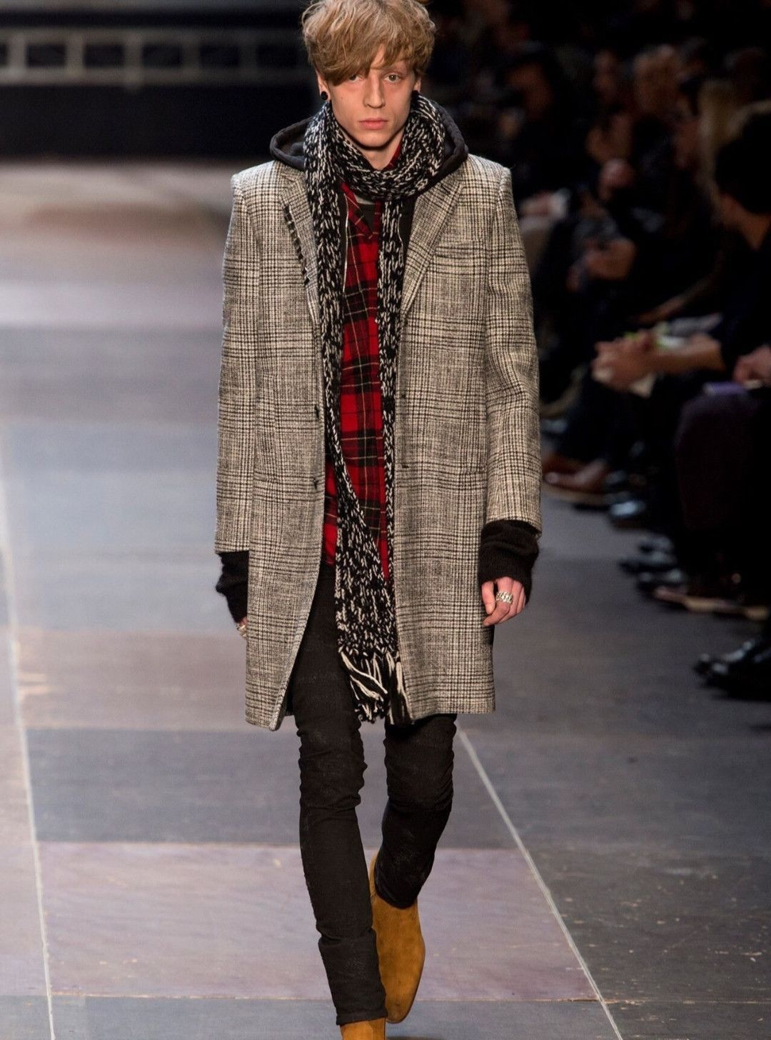 Saint Laurent Paris Saint Laurent Sword collar Wool check coat-2505 Size US M / EU 48-50 / 2 - 5 Thumbnail