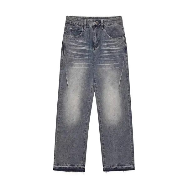 VIBE American retro washed distressed raw edge straight jeans Size US 32 / EU 48 - 7 Thumbnail