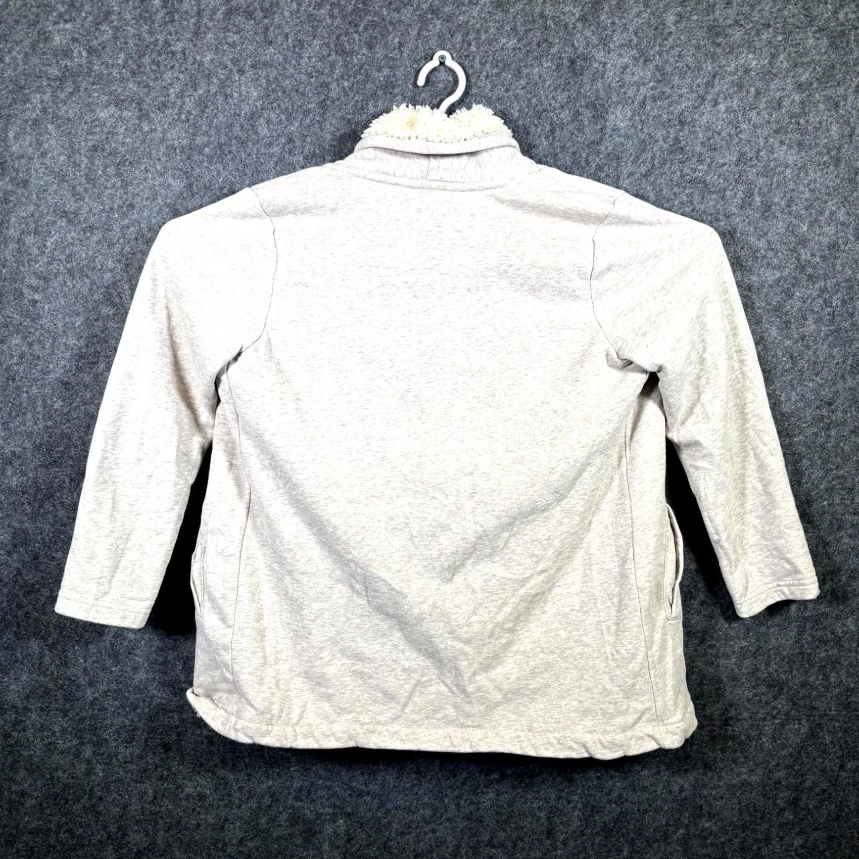 Vintage L.L.Bean Cardigan Women Small Petite Gray Sherpa Lined Open Front Cabincore Cozy Shirt Womens XS Size S / US 4 / IT 40 - 2 Thumbnail