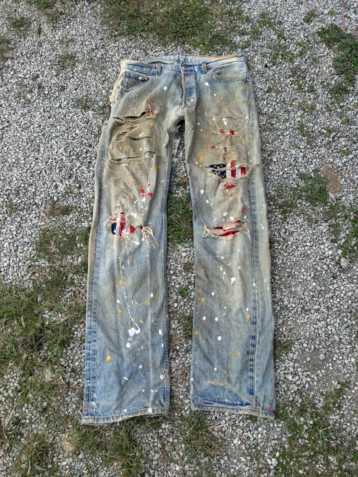Levi's 🔥LEVIS 501🇺🇸 MADE IN USA THRASHED DISTRESS RIPPED DENIM Size US 36 / EU 52 - 2 Thumbnail