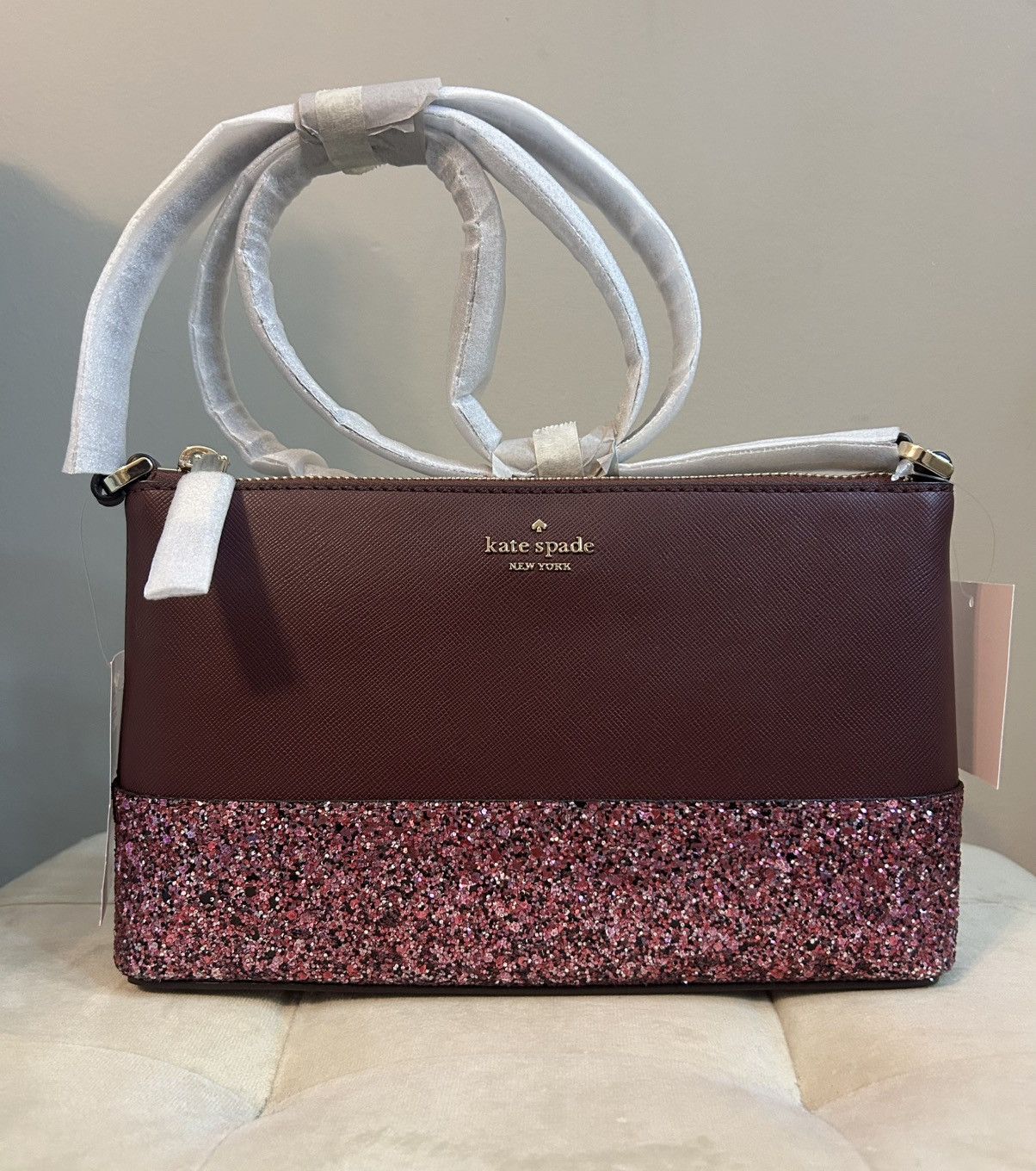 Kate Spade Kate Spade Burgundy Crossbody Bag Pink and Purple Glitter Size ONE SIZE - 1 Thumbnail