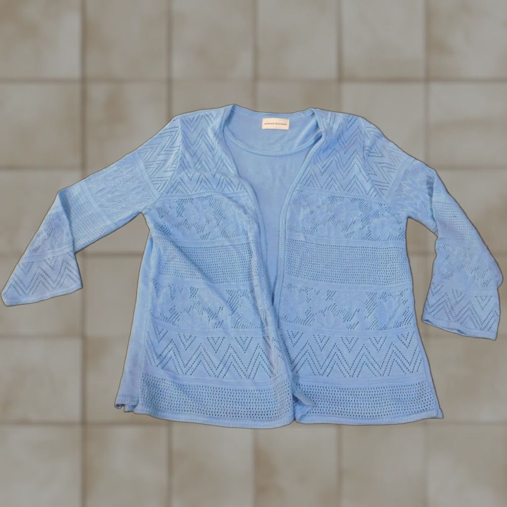 Vintage Alfred Dunner Sweater Large Blue Pullover Raglan Sleeve Knit Crew Neck Casual Womens L Blue Knit Stretch Modern American Vintage? No Size L / US 10 / IT 46 - 1 Thumbnail