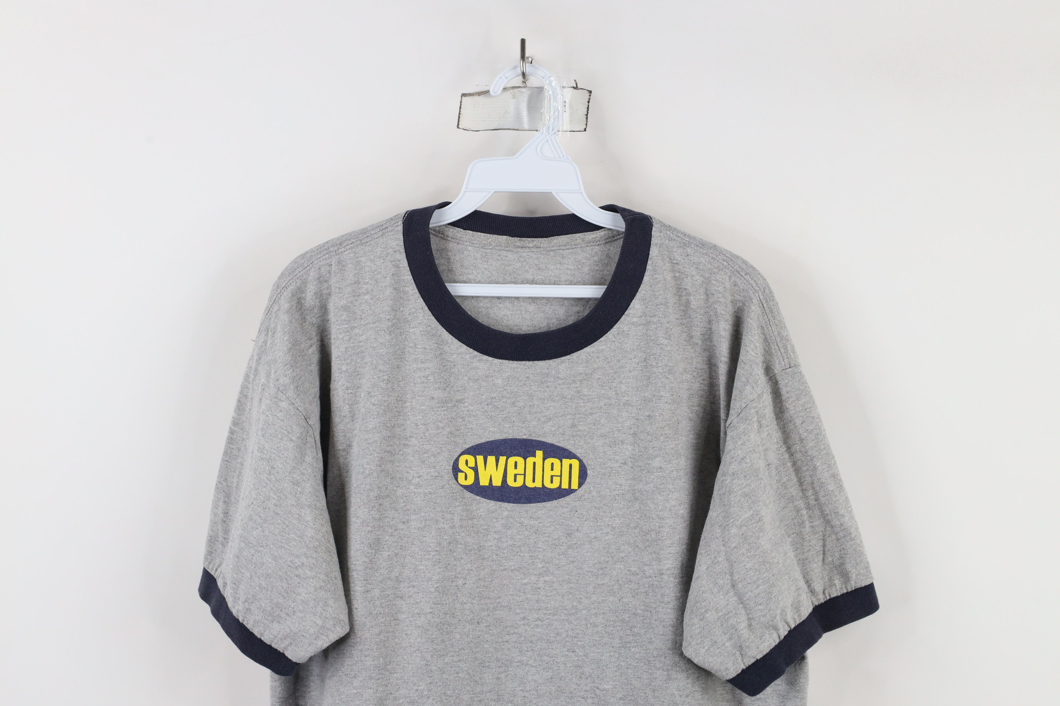 Vintage Vintage 90s Streetwear Spell Out Sweden Ringer T-Shirt Gray Size US L / EU 52-54 / 3 - 2 Thumbnail