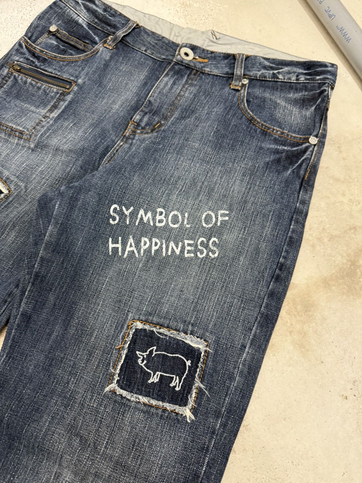 DrunknMunky × Japanese Brand Y2K Drug Store Japan Patchwork Cut & Sew Denim Pants Size US 32 / EU 48 - 5 Thumbnail
