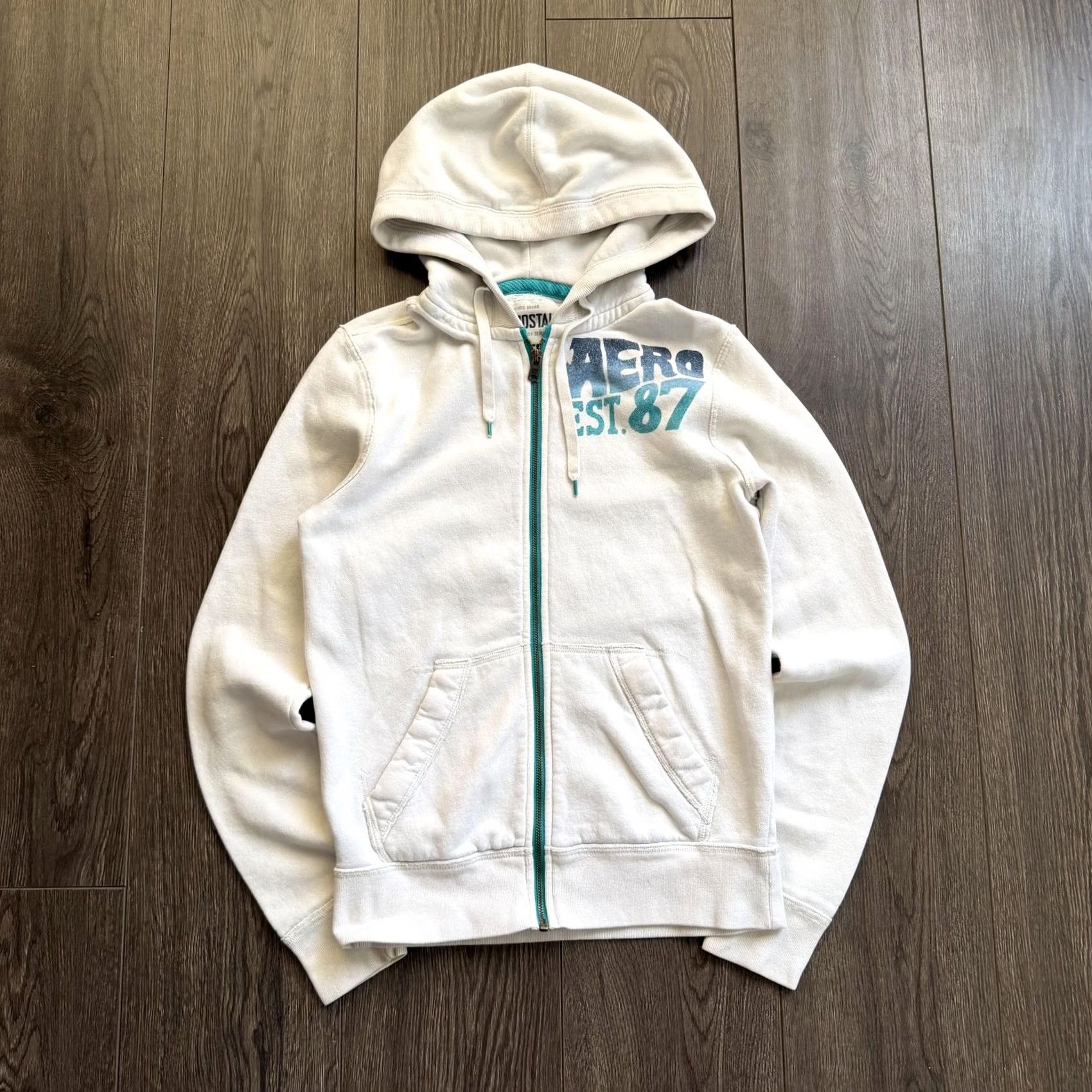 Aeropostale VINTAGE Aeropostale Hoodie White XS Full Zip Malibu Surf 87 Graphic Fleece Womens XS Size XS / US 0-2 / IT 36-38 - 3 Thumbnail