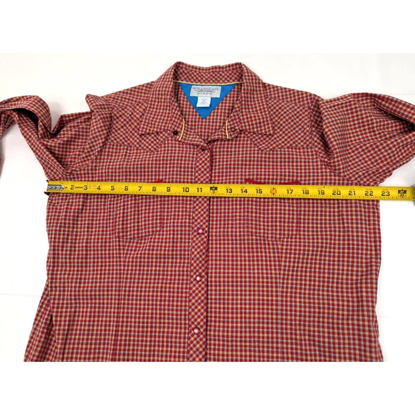 Wrangler Vtg Wrangler Blues Western Brushpopper Pearl Snap Shirt Men XL Red Plaid Cotton Size US XL / EU 56 / 4 - 6 Thumbnail