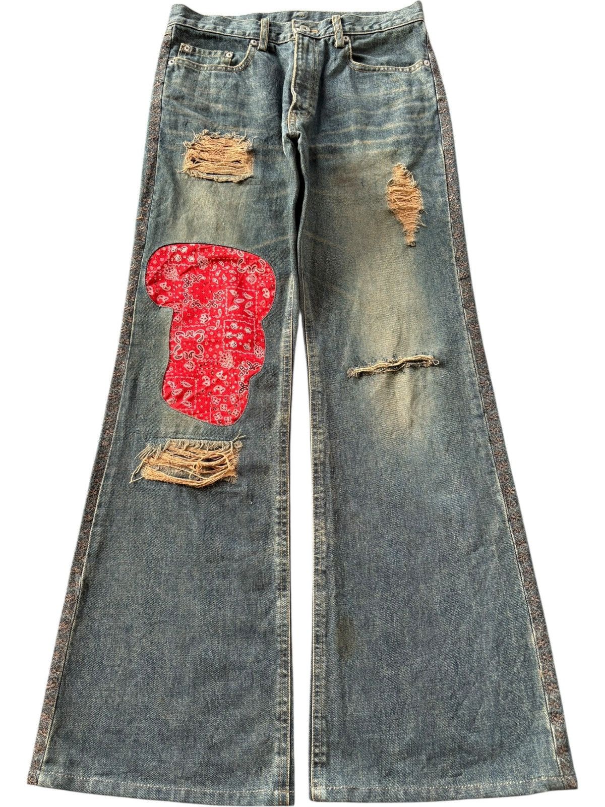 If Six Was Nine Vintage Japanese Brand Rusty Wash Bandana Flare Jeans Size US 30 / EU 46 - 1 Thumbnail