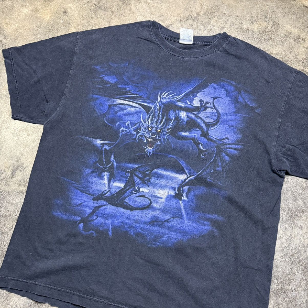 Vintage vintage dragons monsters scary faded black tshirt Size US XL / EU 56 / 4 - 2 Thumbnail