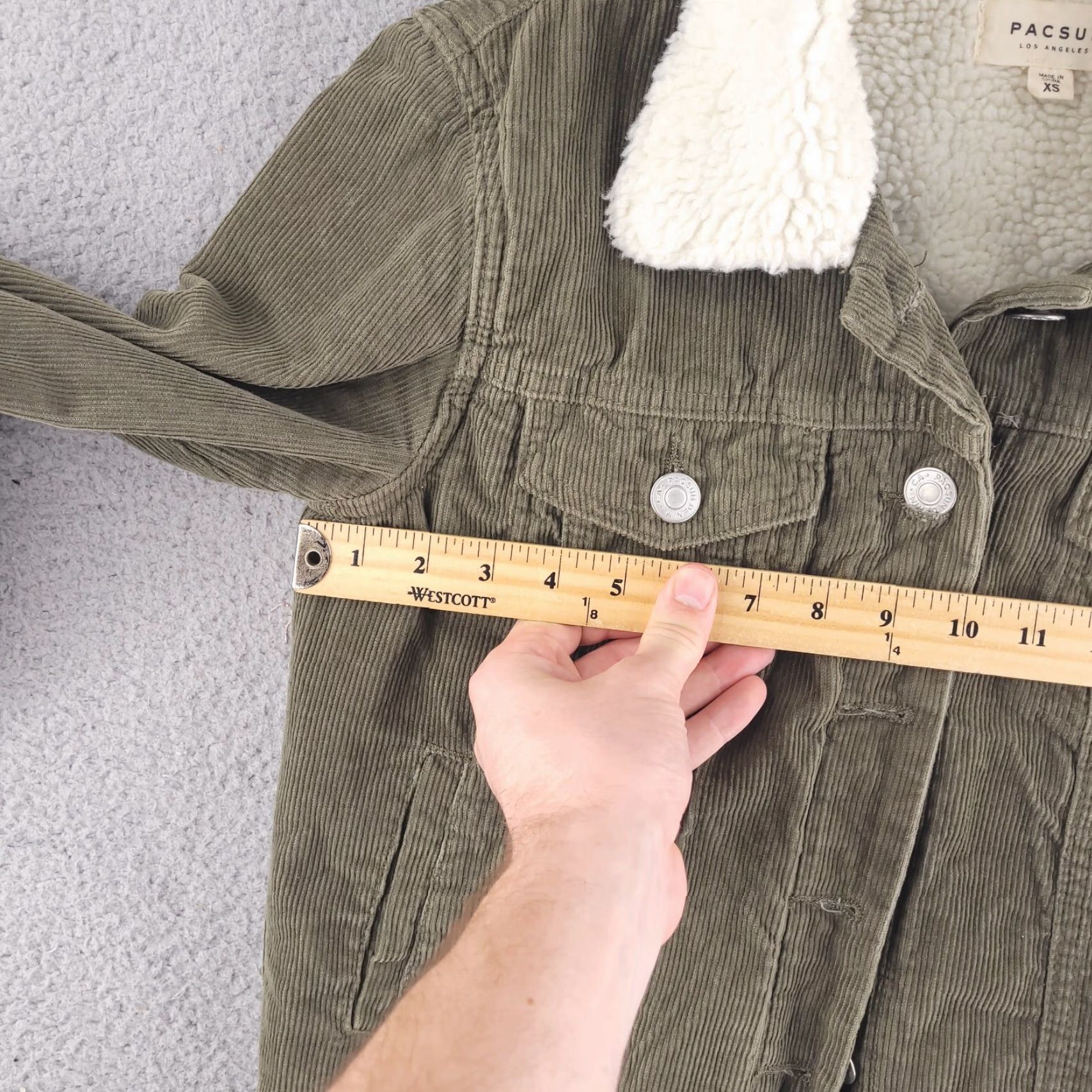 Pacsun Pacsun Jacket Womens XS Corduroy Button Trucker Fleece Olive Brown Sherpa Size XS / US 0-2 / IT 36-38 - 6 Thumbnail