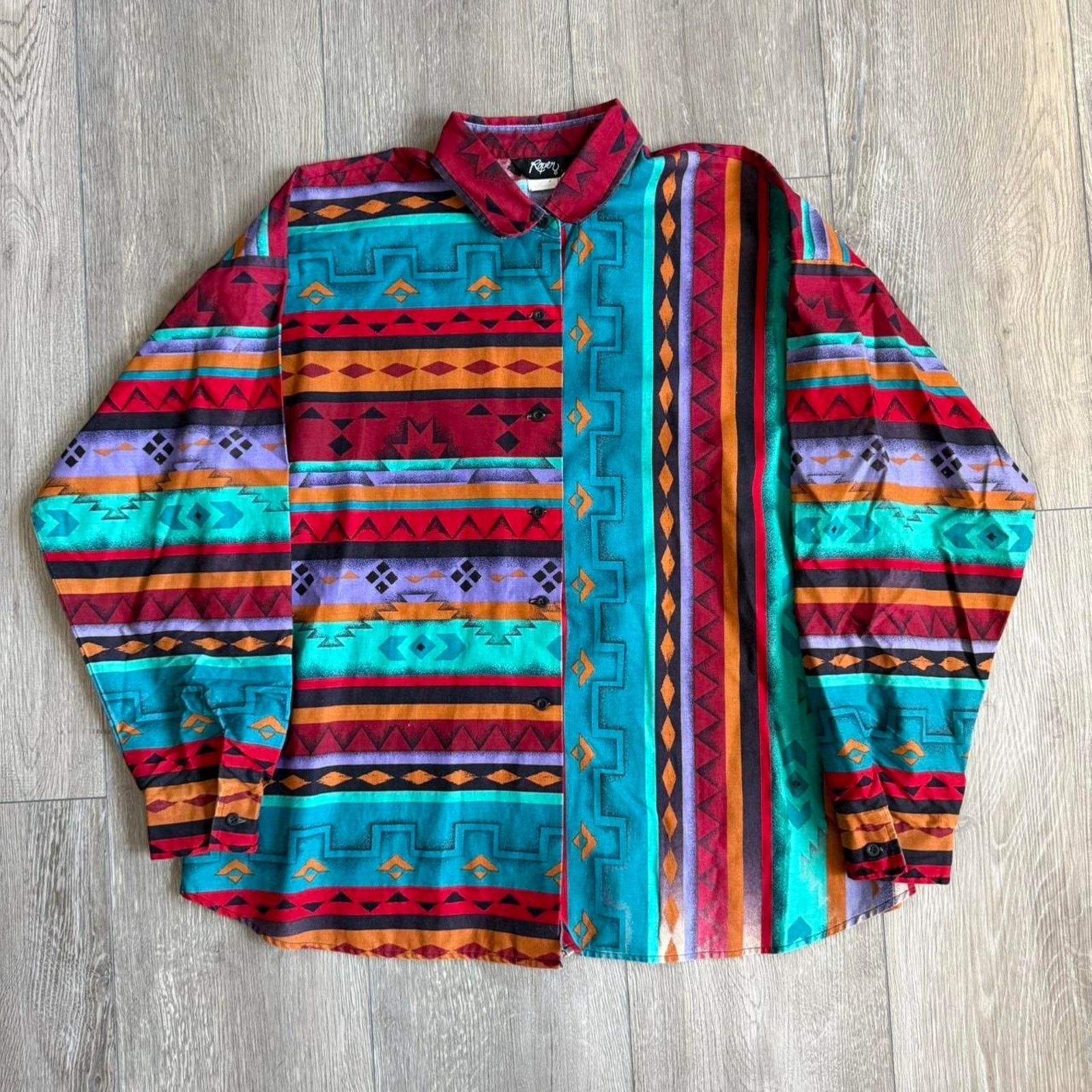Roper Vintage 90s roper aztec style button up shirt Size US XL / EU 56 / 4 - 1 Thumbnail