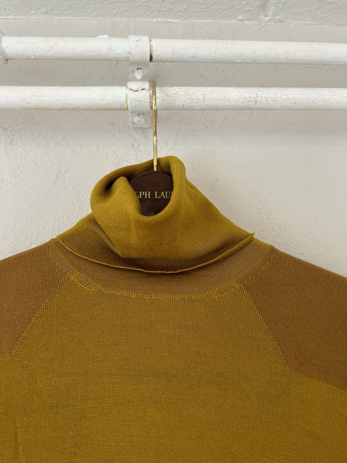 Mustard Yellow Wool/Cotton Blend Turtleneck Sweater