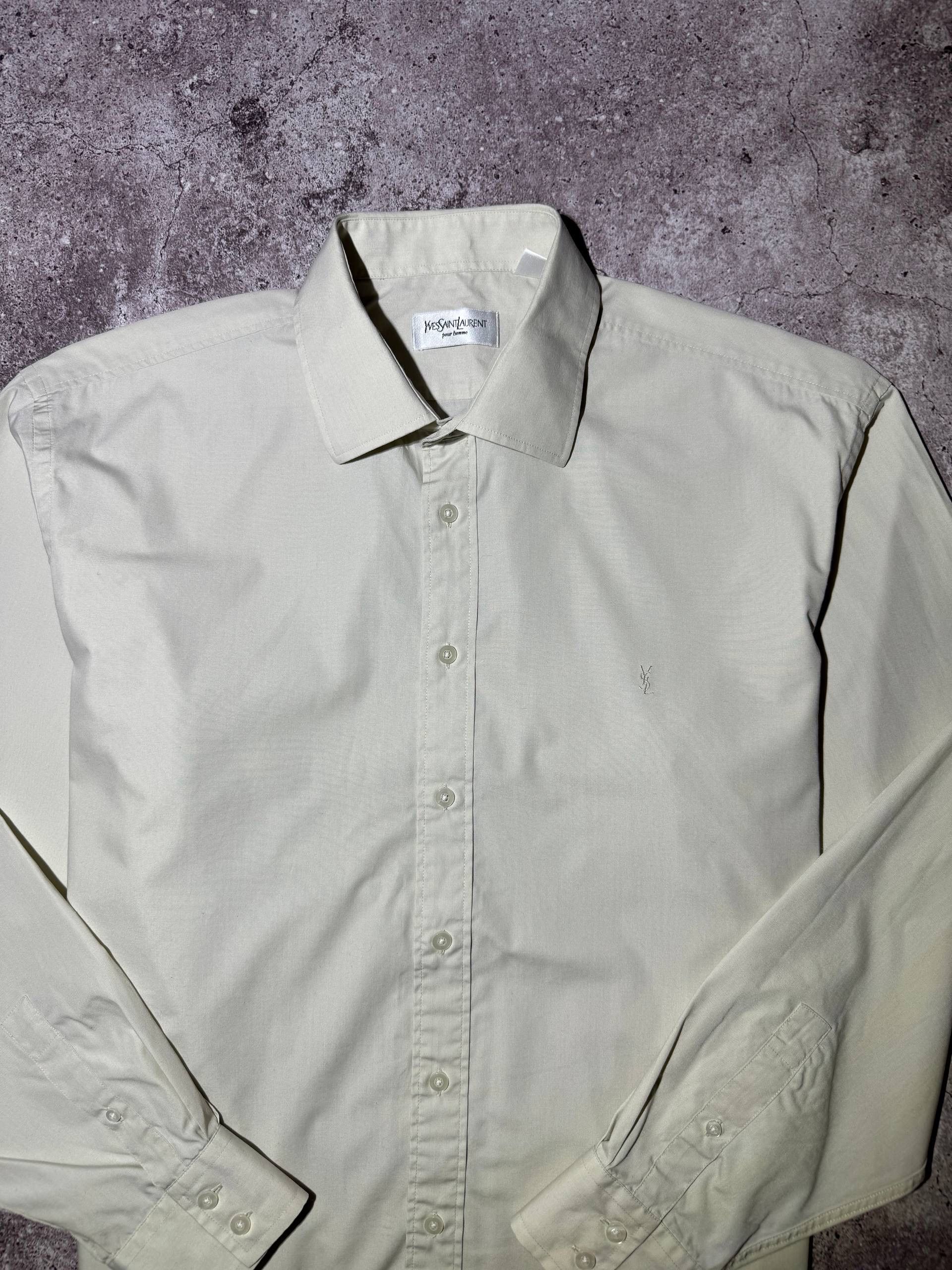 Yves Saint Laurent Yves Saint Laurent Vintage Luxury Beige Shirt Button Up Size US L / EU 52-54 / 3 - 2 Thumbnail