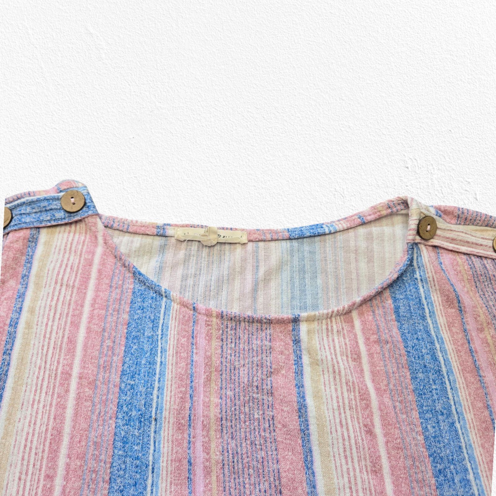 Other Purple Blue Heathered Striped Short Sleeve Blouse Size 1X Size XXL / US 16-18 / IT 52-54 - 4 Thumbnail
