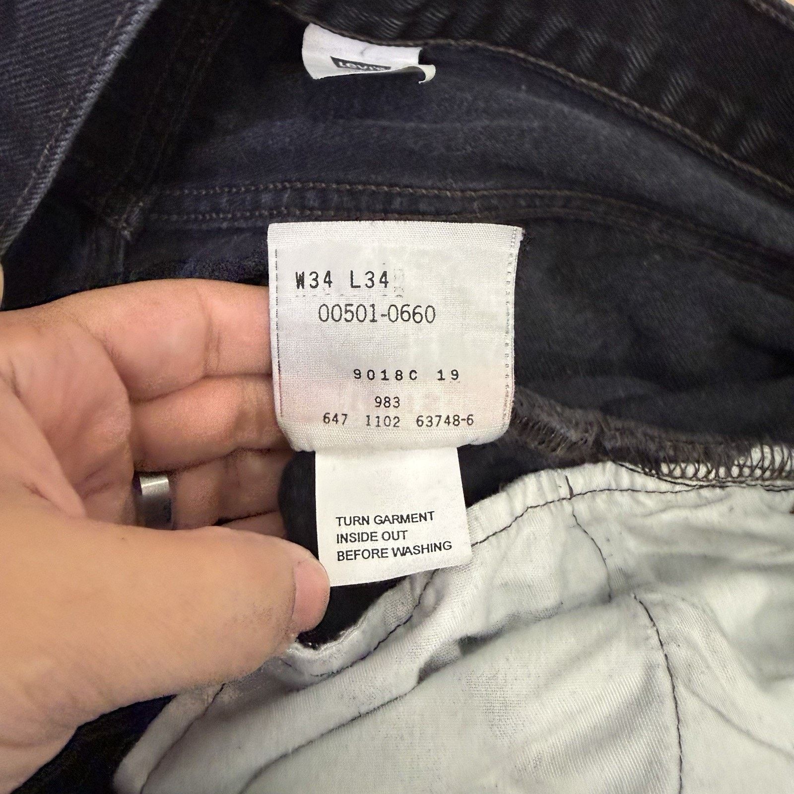 Levi's Vintage Levis 501 Jeans 32 Black 90s Straight Leg Denim Size US 30 / EU 46 - 6 Thumbnail