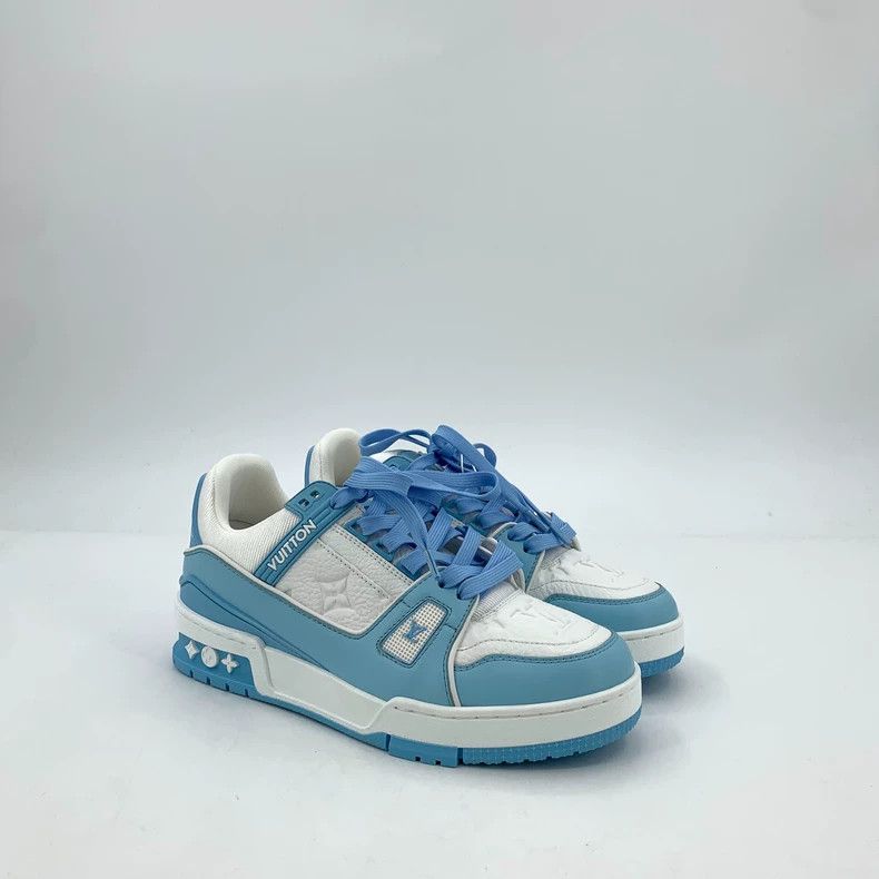 Louis Vuitton Louis Vuitton Trainer blue logo embossed lace-up casual fl Size US 6 / IT 36 - 2 Thumbnail
