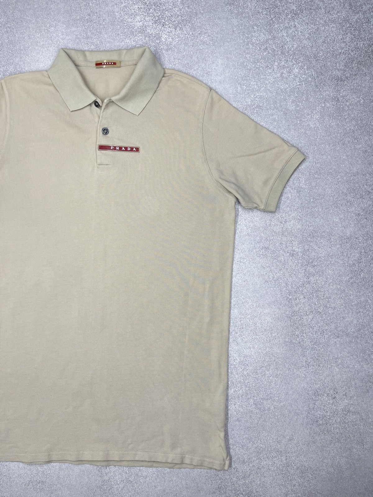 Prada Vintage Prada Red Tab Polo Shirt Beige Italy Size L Size US L / EU 52-54 / 3 - 3 Thumbnail