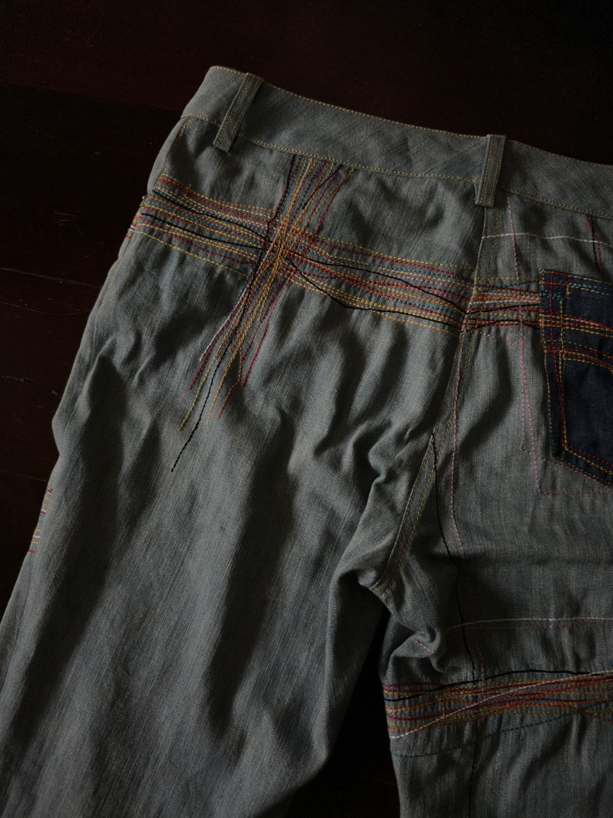 John Galliano John Galliano Resort 2002 Rainbow Stitching Jeans Size US 29 - 11 Thumbnail