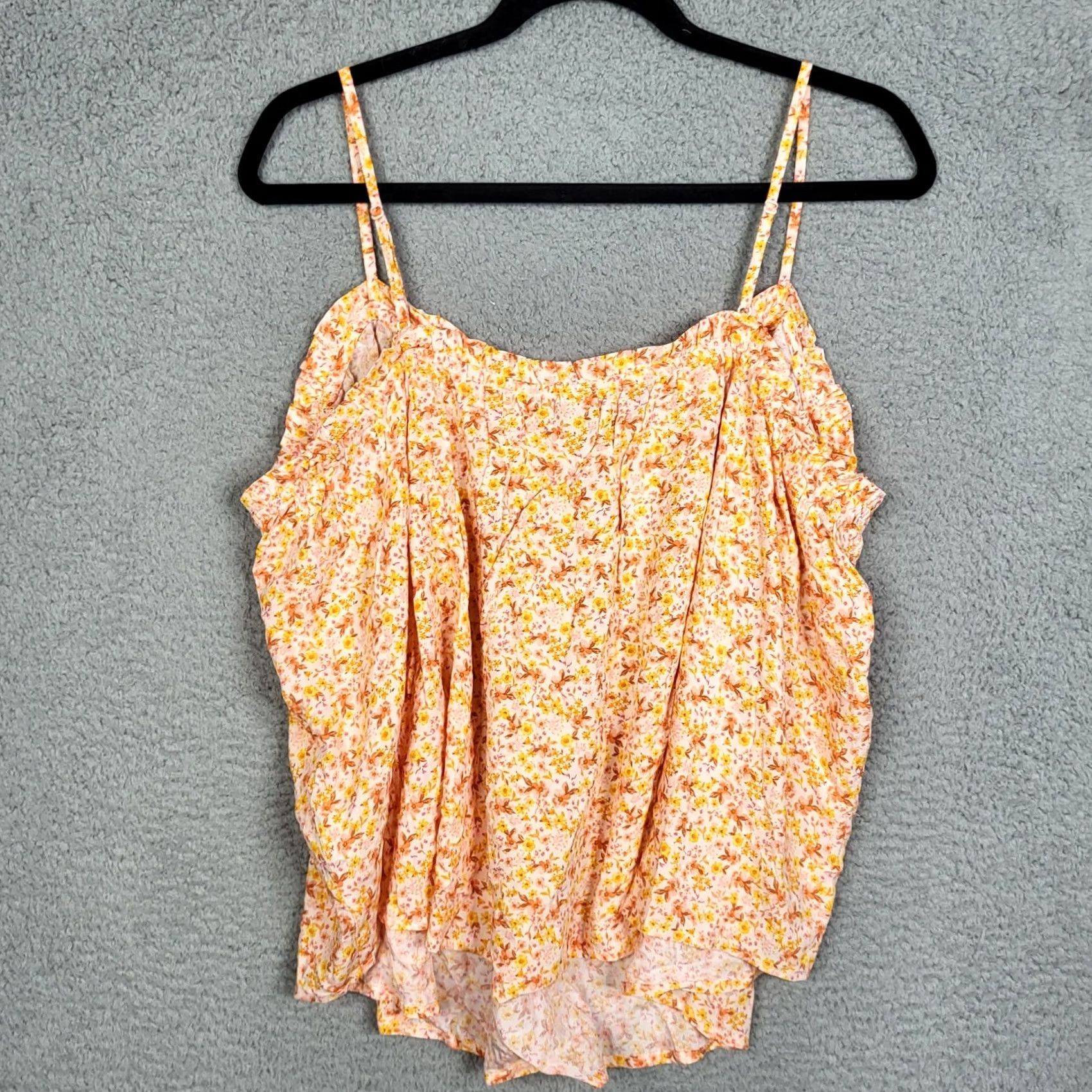 Old Navy Old Navy Women's Yellow Floral Printed Swing Scoop Cami top Petite Size L NEW Size L / US 10 / IT 46 - 3 Thumbnail