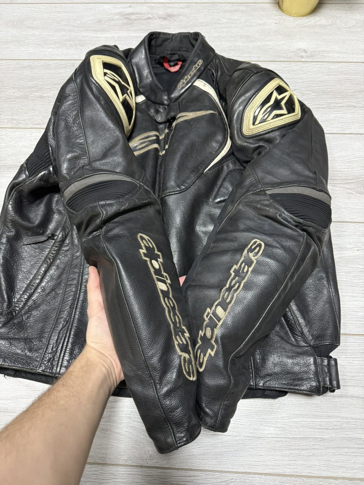 Alpinestars Alpinestars black leather racing jacket protection big logo Size US M / EU 48-50 / 2 - 9 Thumbnail