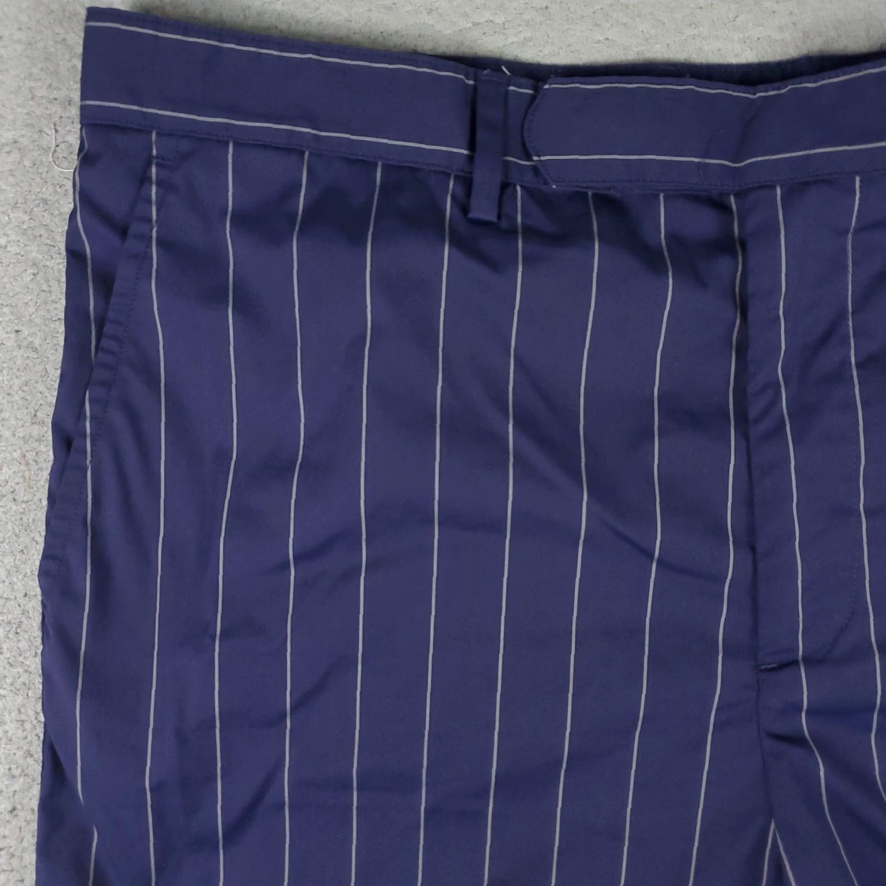 Vintage Zero Restriction Shorts Mens Blue Striped Size 38 Slash Pockets Flat Front Chino Size US 38 / EU 54 - 2 Thumbnail