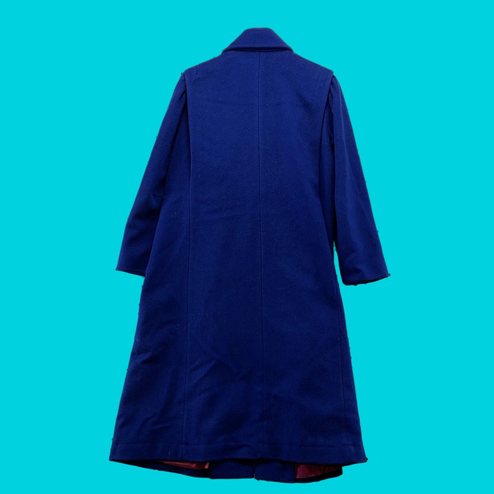 Vintage VINTAGE Anna Sachs Wool Overcoat Blue Attached Scarf USA Women XL Long Coat Size XL / US 12-14 / IT 48-50 - 1 Thumbnail