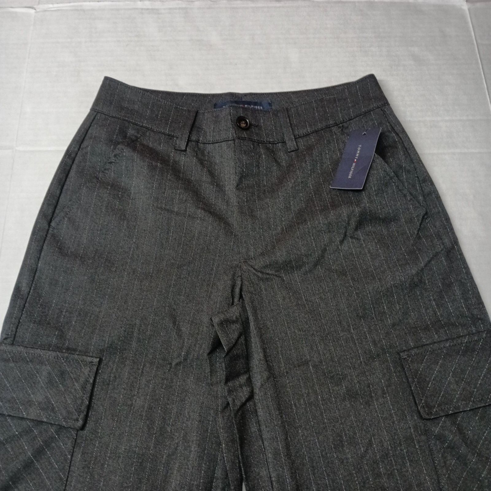 Tommy Hilfiger Tommy Hilfiger Women's Wide-Leg Cargo Pants Size 2 Gray Stri Size 26" / US 2 / IT 38 - 5 Thumbnail