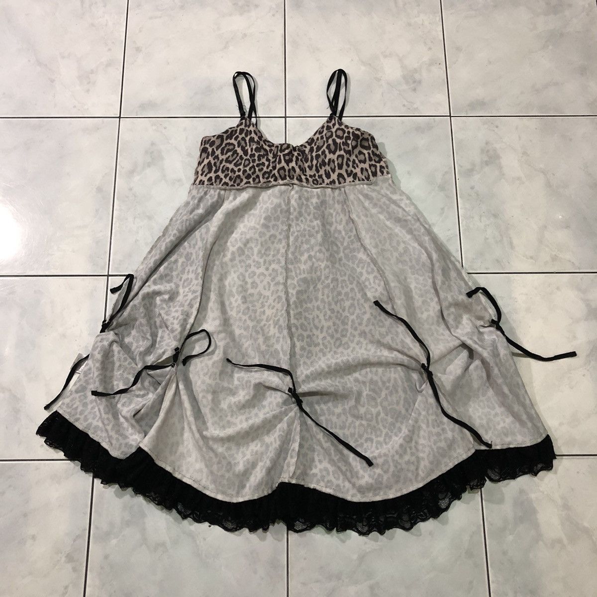 Vintage Avant Garde Dress Leopard Ruffle Adjustable Strap Style Size M / US 6-8 / IT 42-44 - 17 Thumbnail