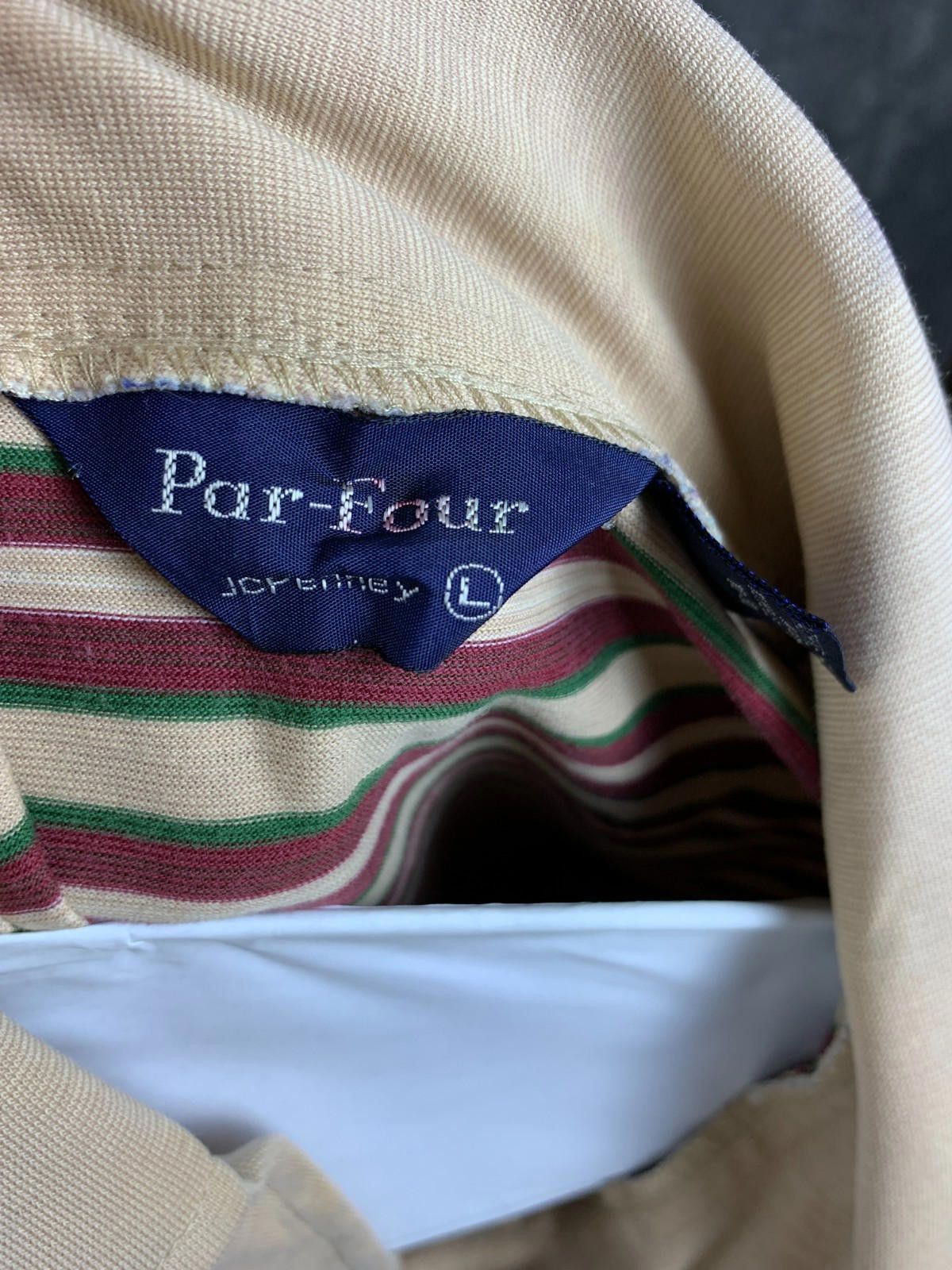 Designer Vintage JC Penney Par Four Mens SS Striped Polo Shirt (241) Size US L / EU 52-54 / 3 - 9 Thumbnail