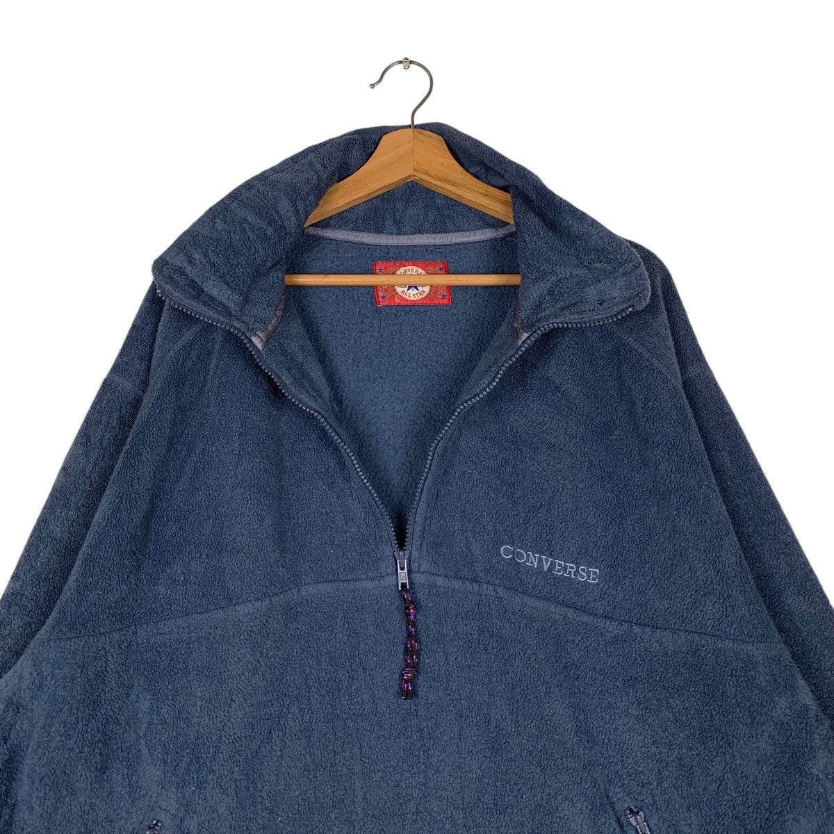 Converse CONVERSE Small Logo Half Zip Blue Fleece Pullover #1406-C59 Size US L / EU 52-54 / 3 - 10 Thumbnail
