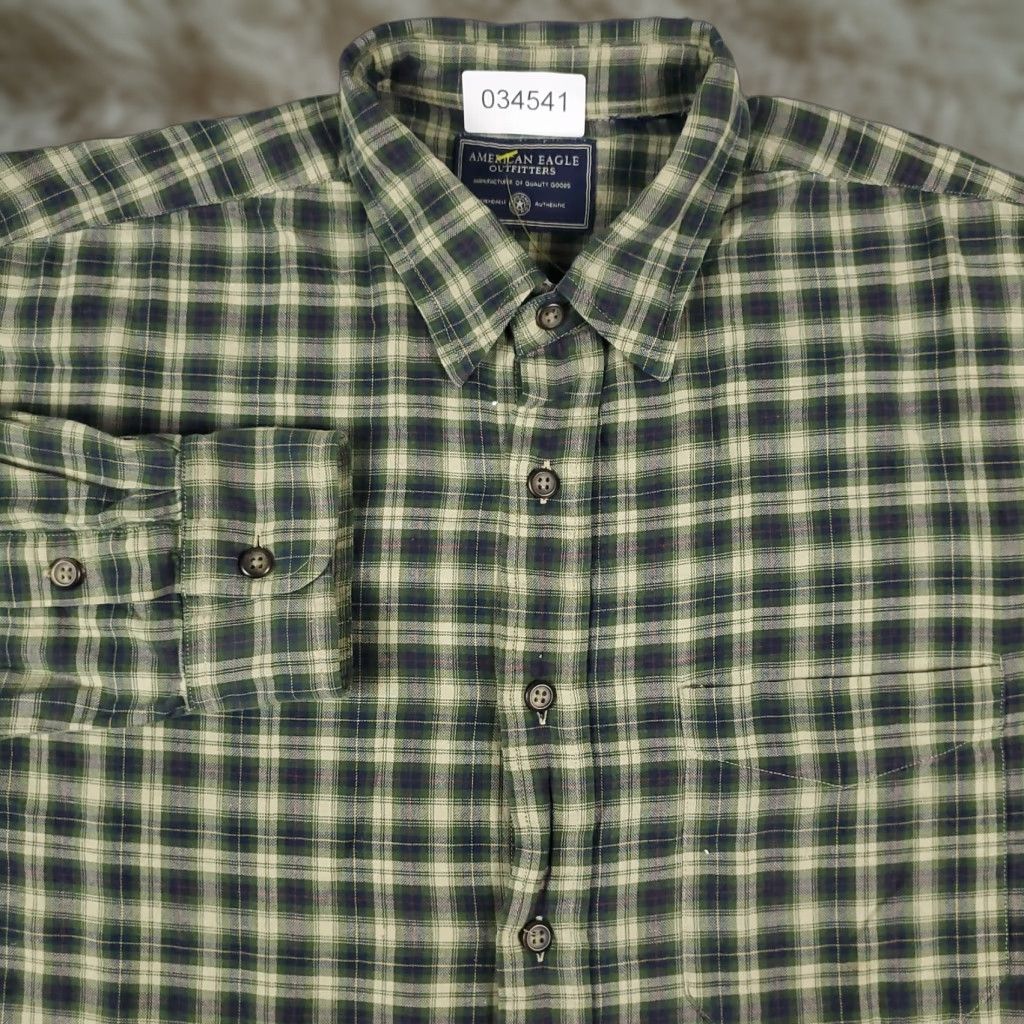 American Eagle Outfitters American Eagle Shirt Mens 2XL Green Plaid Casual Button-Up Long Sleeve Size US XXL / EU 58 / 5 - 1 Thumbnail
