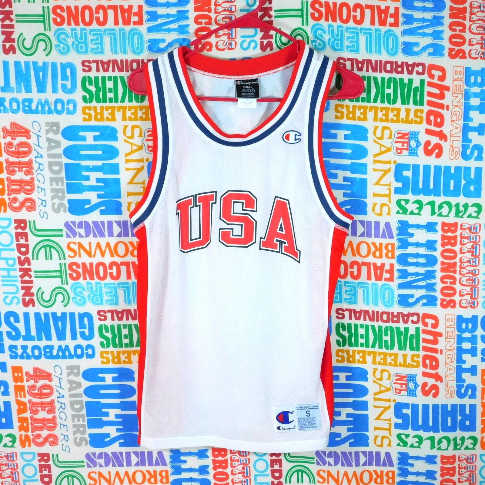 Champion Champion USA Basketball Jersey Size S White Mesh Red Blue Size US S / EU 44-46 / 1 - 1 Thumbnail