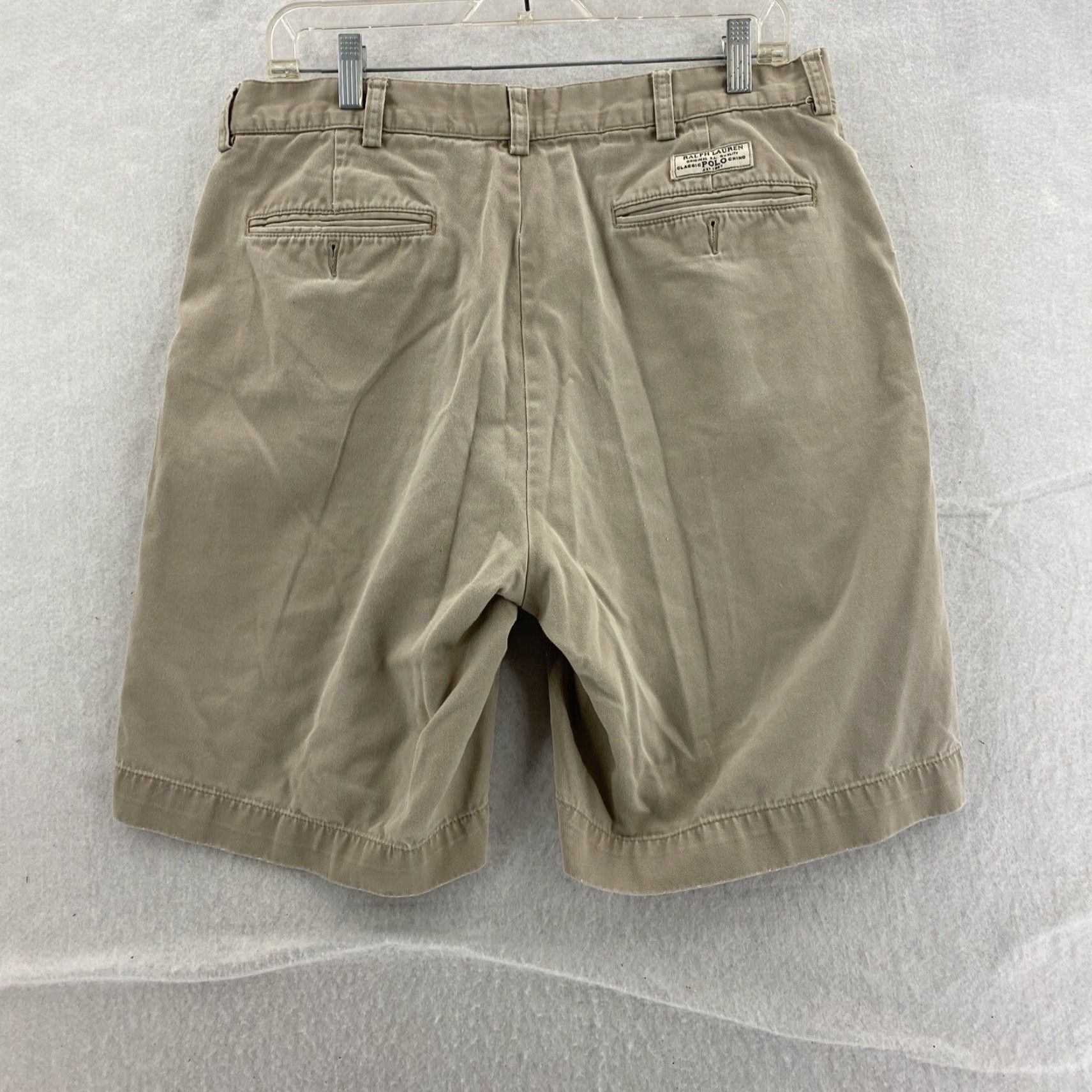 Polo Ralph Lauren VINTAGE Polo Ralph Lauren Shorts Men 34 Khaki Beige Cotton Canvas Flat Front Classic Fit Casual Chino American Preppy Classic 90s Mens Size US S / EU 44-46 / 1 - 4 Thumbnail