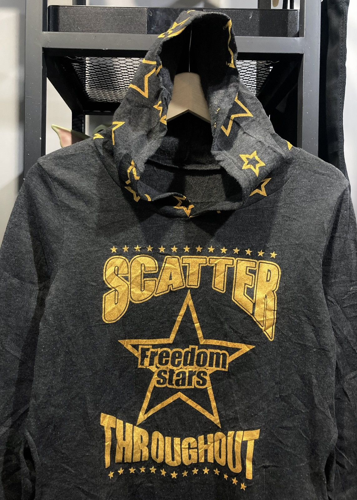 Japanese Brand Scatter Stars Japanese Hoodie Dress Printed Star Big Logo Size ONE SIZE - 2 Thumbnail