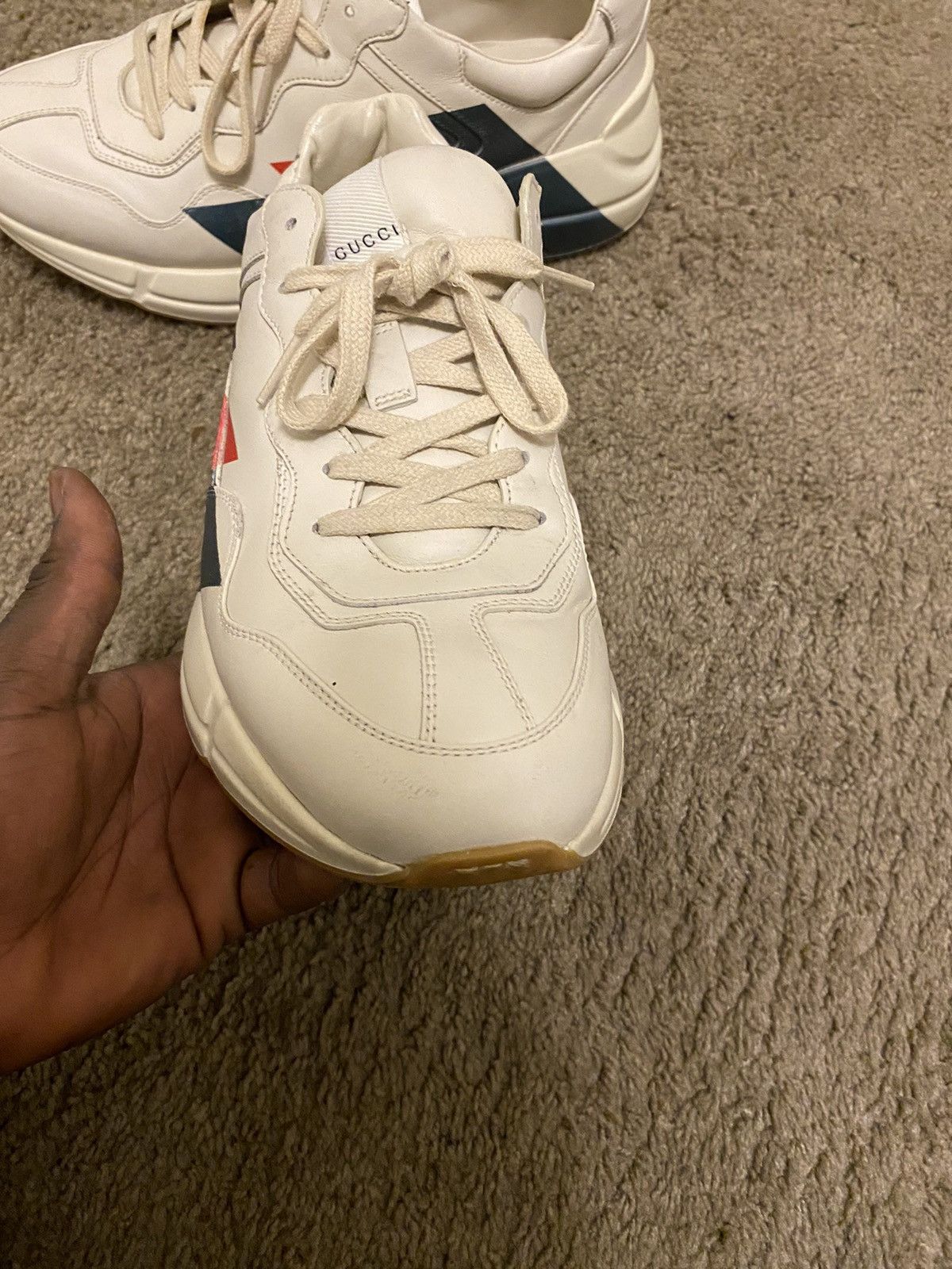 Gucci Gucci Men's White Leather Rhyton Sneaker Size US 10.5 / EU 43-44 - 7 Thumbnail