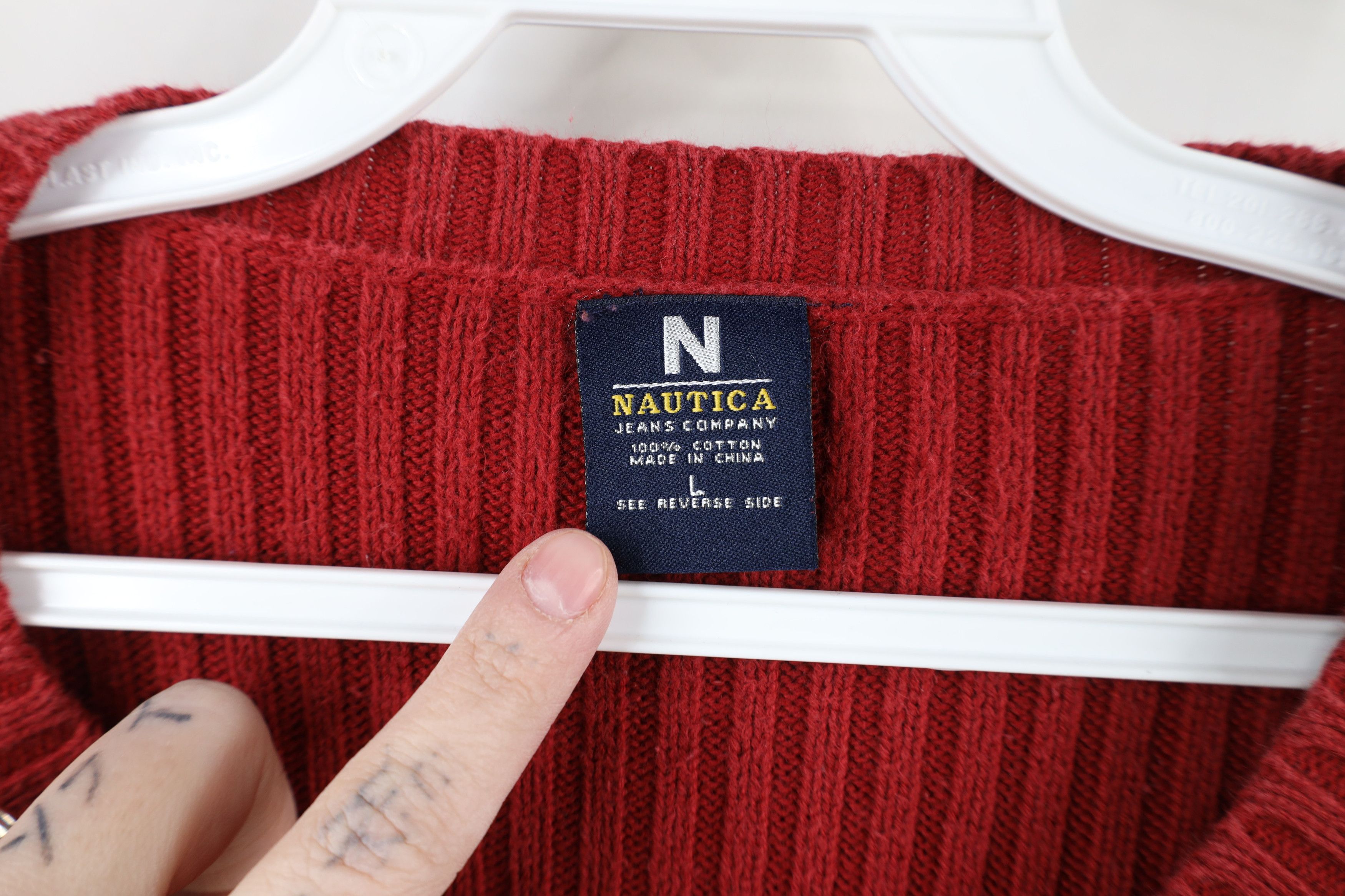 Nautica × Vintage Vintage 90s Nautica Chunky Ribbed Knit Crewneck Sweater Size US L / EU 52-54 / 3 - 7 Thumbnail