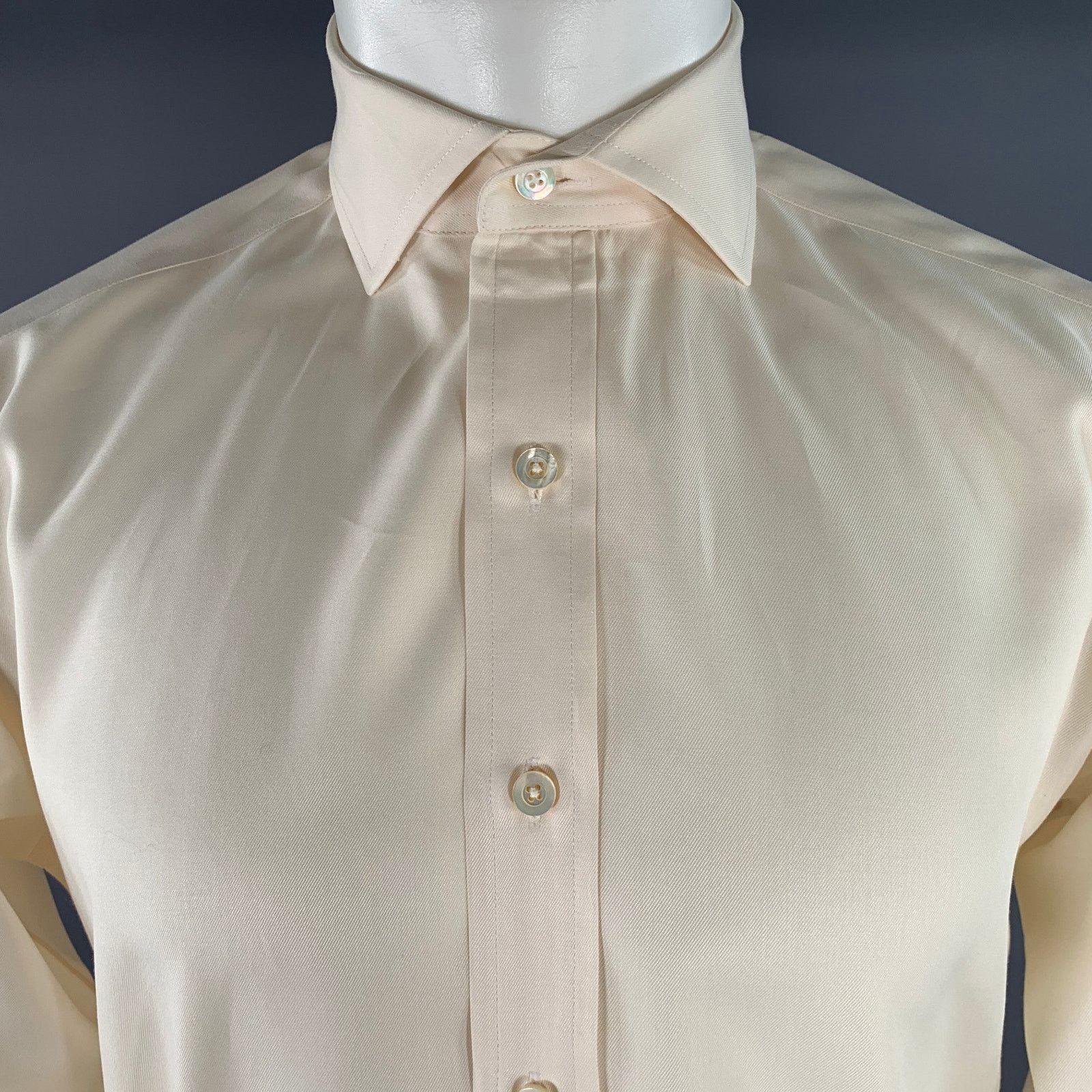 Hamilton HAMILTON Size S Beige Cotton Spread Collar Long Sleeve Shirt Size US S / EU 44-46 / 1 - 2 Thumbnail