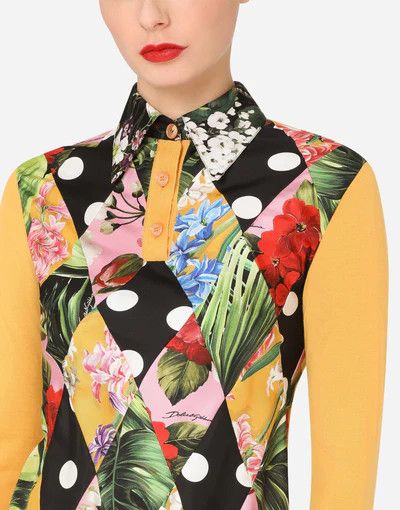 Dolce & Gabbana o1y0925 Floral-Print Polo Sweater in Multicolor Size XL / US 12-14 / IT 48-50 - 2 Thumbnail