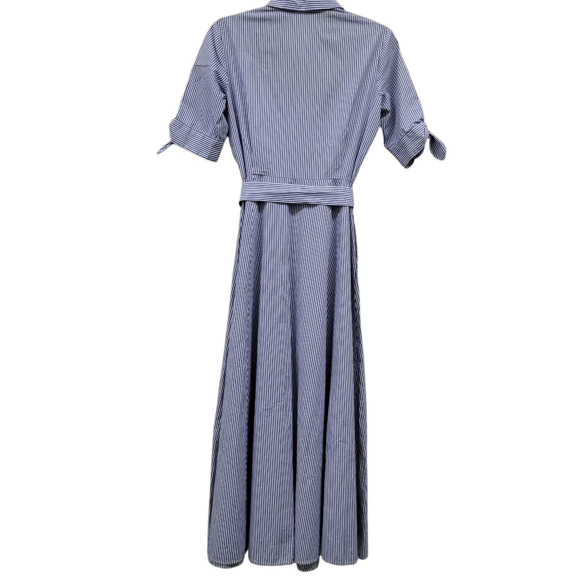 Calvin Klein Calvin Klein Women Blue White Stripe Maxi Flare Dress Size 8 Size M / US 6-8 / IT 42-44 - 3 Thumbnail