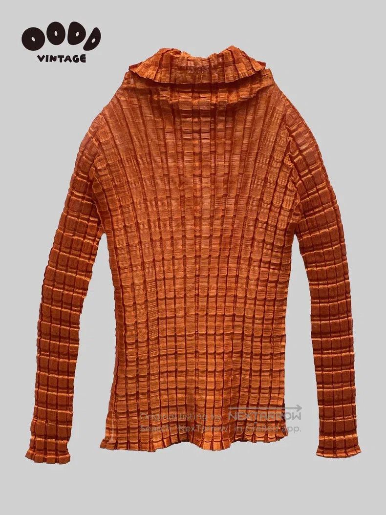 Issey Miyake Issey Miyake Size: Medium Golden Orange Plaid Pleated Shirt Size US S / EU 44-46 / 1 - 2 Thumbnail