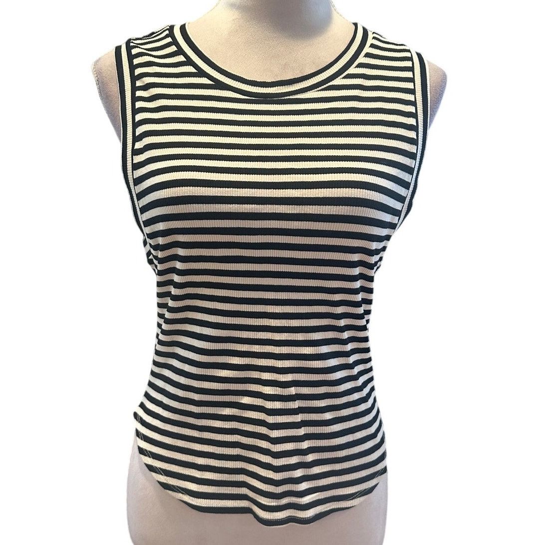 Other Elodie Women's Sleeveless Ribbed Black White Tank Top L NWT Size L / US 10 / IT 46 - 2 Thumbnail