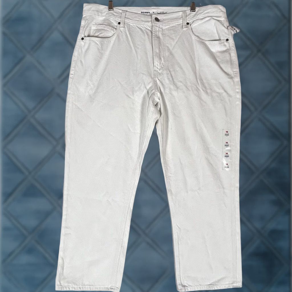 Old Navy Old Navy White High Rise Slouchy Straight Jeans Womens 16 Cropped NWT Jeans Size 38" / US 16 / IT 52 - 1 Thumbnail