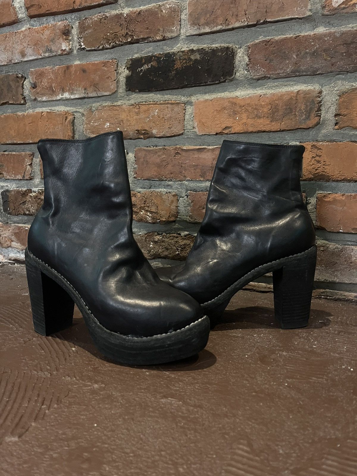 image of Guidi 15006M Back Zip Boots 4” Heel Shoes in Black, Women's (Size 8)