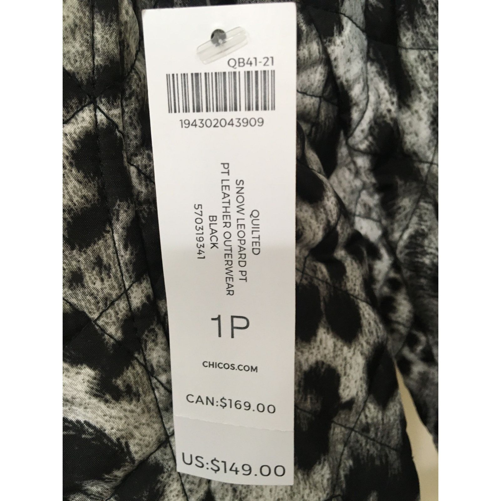 Other NWT, Chico’s 1P, Medium, 8P Quilted Snow Leopard Jacket Size M / US 6-8 / IT 42-44 - 6 Thumbnail