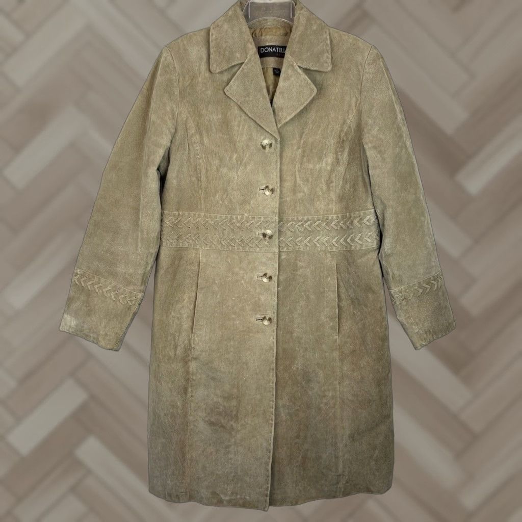 Vintage VINTAGE Donatella Sport Suede Leather Coat Woman L Long Beige Western Style Duster Size L / US 10 / IT 46 - 1 Thumbnail