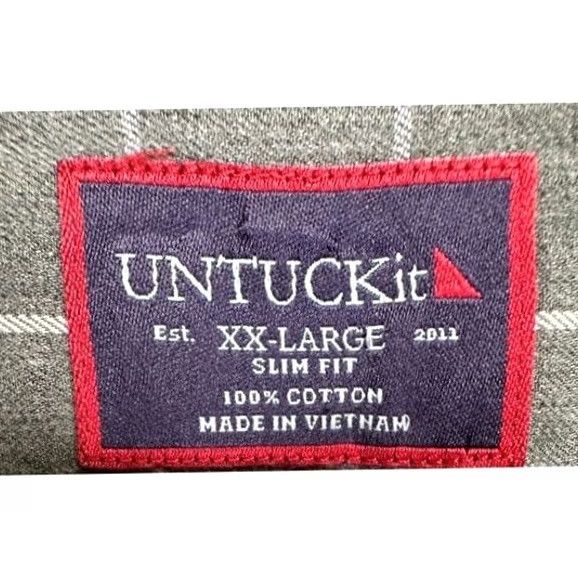 UNTUCKit UNTUCKit Shirt Button Up Mens 2XL Grey Slim Fit Long Sleeve Window Pane Check Size US XXL / EU 58 / 5 - 4 Thumbnail