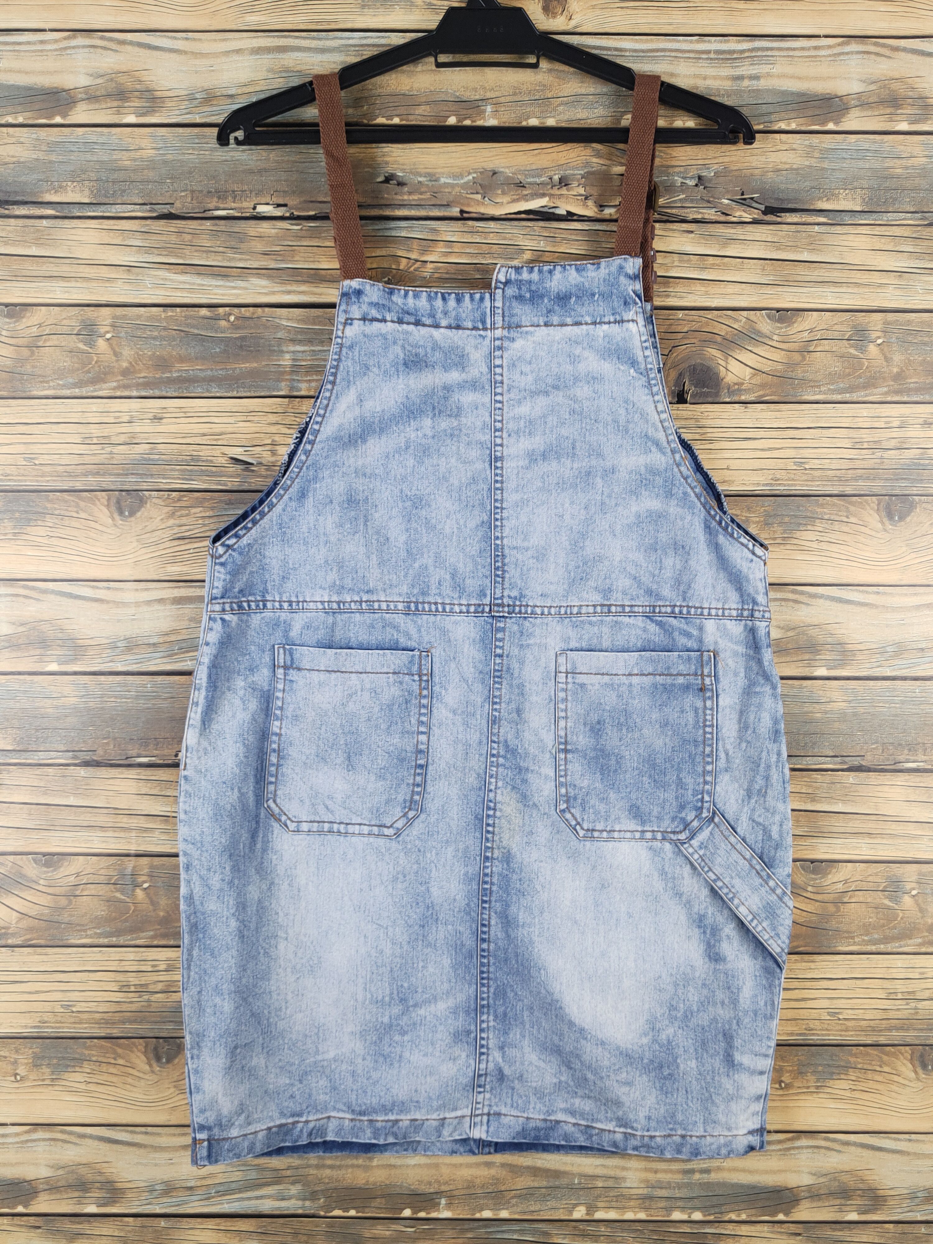 Vintage K Blue Adjustable Strap Denim Skirt Jumpsuits Size 36" / US 14 / IT 50 - 9 Thumbnail