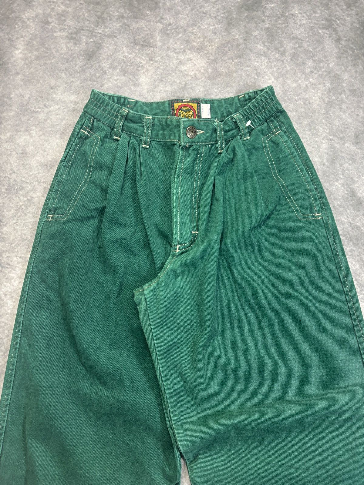 Levi's × Other × Vintage 1980s Green Denim Jeans Vintage Campus France Pleated Youth Size 24" / US 00 / IT 34 - 2 Thumbnail