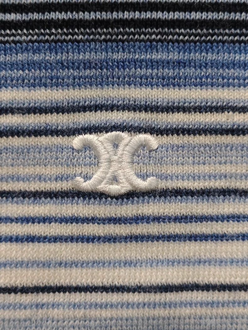 Celine CELINESS24 striped single-breasted long sleeve sweater 2503 Size US M / EU 48-50 / 2 - 3 Thumbnail